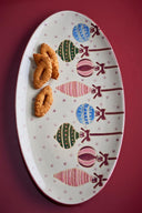 Ornamental Serving Plate, Red, Stoneware