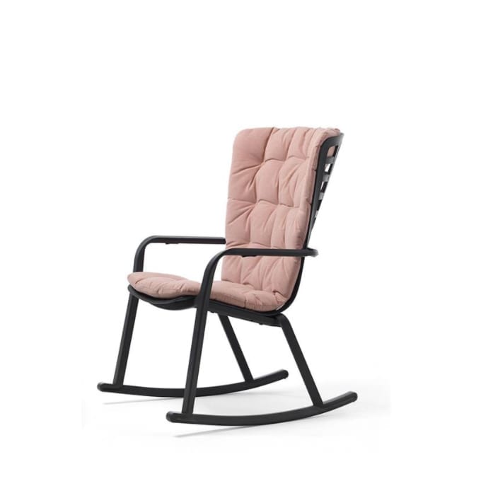 Folio Rocking Armchair In Tabacco Frame And Pink Fabric Cushions Pieces Ie Folio Rocking Armchair In Tabacco Frame, Rocker Arm Chair