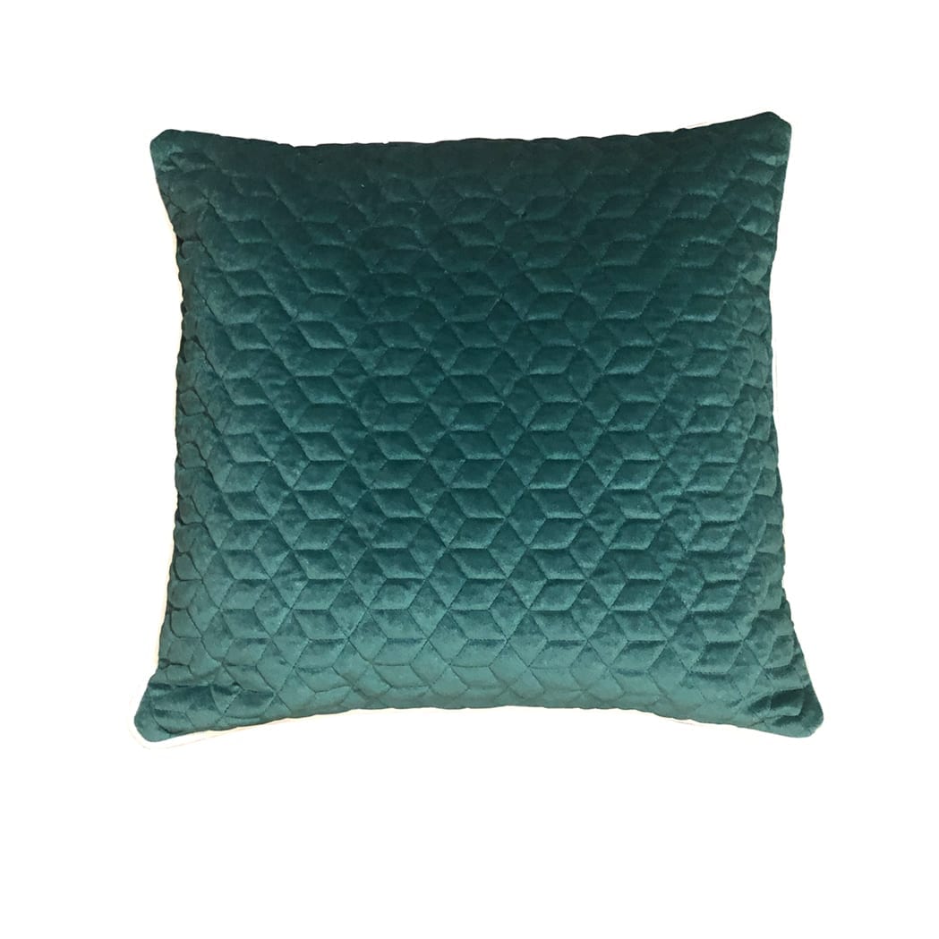 Quilted cushion deep green Pieces.ie